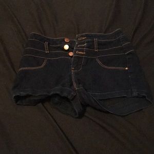 High waisted dark wash shorts